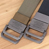 Men Double Ring Buckle Canvas Belt Outdoor Casual Woven Elastic Belt 120cm(Wolf Brown)