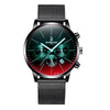 BINBOND B0135 Men Ultra-thin Three-eye Six-pin Multi-function Symphony Sports Watch(Black Mash Black Surface)