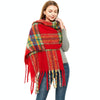 Autumn & Winter Polyester Ladies Warmth Thickened Fringed Fine Grid Scarf, Size:190cm(GWB12-02 Navy)