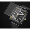 BAOGELA 6763G Square Dial Leather Strap Clock Calendar Mechanical Watch For Men(Black)