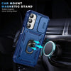 For Samsung Galaxy A26 5G Sliding Camshield TPU + PC Phone Case with Holder(Navy Blue)