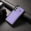 For Samsung Galaxy S23 5G Three Fold Card Bag Phone Case with Long Lanyard(Purple)