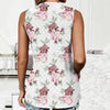 Women Spring Summer Round Neck Printed Vest T-Shirt Top, Size: M(Red Flowers On White)
