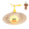 Pet Straw Hat with Dragonfly & Duck (Yellow, Small)