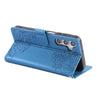 For Samsung Galaxy A54 5G Rose Flower Embossed 3-Card Slots Leather Phone Case(Blue)