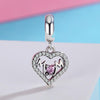 S925 Sterling Silver Pendant Heart-shaped Hollow I love Mother Beads DIY Bracelet Necklace Accessories