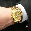 FNGEEN S666 Waterproof Luminous Watch Quartz Ultra-Thin Dragon Or Phoenix Pattern Couple Watch(Full Gold Black Surface)