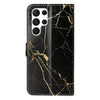 For Samsung Galaxy S25 Ultra 5G Colored Drawing Marble Pattern Leather Phone Case(Black Gold Marble)