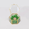 Hand Soldered Six-sided Clamshell C Wedding Ring Box Eternal Flower Box, Size:12x11x6cm(Gold)