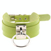 European and American Harajuku PU Leather Silver Single Ring Collar Wide Street-Snap Nightclub O-shaped Choker Necklace(Green)