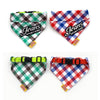 Green Plaid Dog Scarf, Cotton, L (40-50cm), Small/Medium Dogs