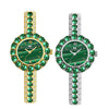 BS Bee Sister FA1698 Ladies Simple Temperament Retro Malachite Texture Small Green Watch(Silver)