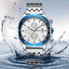 OCHSTIN 7079 Multifunctional Quartz Waterproof Luminous Steel Strap Men Watch(Silver Blue 02)