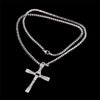 Crystal Jesus Cross Pendant Necklace for Men Gift Jewelry(Silver)