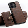 For iPhone 12 Suteni H20 Cross-Grain MagSafe Horizontal Card Bag Back Phone Case(Brown)