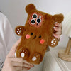 For iPhone 14 Pro 3D Smiling Little Bear Plush Phone Case(White)