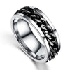 Punk Rock Stainless Steel Rotatable Chain Rings, Ring Size:11(Black)