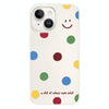For iPhone 13 Skin Feeling Jelly TPU Hybrid PC Phone Case(Polka Dot Smile White)