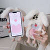 For iPhone 14 Pro Cute Bucktooth Rabbit Plush TPU Phone Case(Beige)