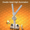 Rechargeable 2000mAh Double Head Lighting LED Fan Desk Lamp with Pen Holder & Clock