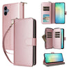For Samsung Galaxy A06 Nine-card Slots Zipper Wallet Bag Leather Phone Case(Rose Gold)