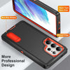 For Samsung Galaxy S25 Ultra 5G Rugged PC Hybrid Silicone Phone Case with Holder(Black+Orange)