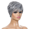 Wig-332 Silver Gray Ladies Short Straight Hair Wig High Temperature Silk Chemical Fiber Headgear
