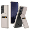 For Samsung Galaxy S25 5G GKK Rotor Bracket Recessed Card Bag Full Coverage Phone Case(Grey)