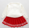 Girls Bow Sweater + Half Skirt Set Knitted Two-Piece Kit, Size: 90cm(Black)