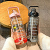 GYBL4503 2000ml Large-capacity Outdoor Sports Water Bottle with Straw, Spec: Pink