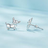 Sterling Silver S925 Platinum Plated Cute Chihuahua Dog Earrings