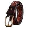 Wide Edition Hand Woven Lacquered Genuine Leather Waistband for Men, Belt Length:105cm(Double Color)