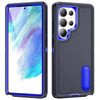 For Samsung Galaxy S25 Ultra 5G Rugged PC Hybrid Silicone Phone Case with Holder(Dark Blue+Royal Blue)