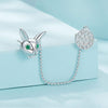 Sterling Silver Rabbit Clock Stud Earrings Ring Set