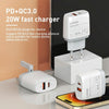 LDNIO Q229 QC3.0 / PD20W USB + Type-C Fast Charger with 1m USB to 8 Pin Cable, Plug Type:UK Plug(White)