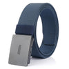 AWMN Men Nylon Canvas Cargo Jeans Casual Buckle Belt, Length: 120cm(Black Buckle Royal Blue)