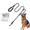 Reflective Double Handle Dog Lead - Nylon Rope, 180cm, Black