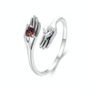 S925 Sterling Silver Oxidized Love and True Protection Ring Open Ring Jewelry(SCR1048-E)