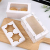 25 PCS Window Cupcake Packaging Box Muffin Cake Box With Inner Support, Specification: 2 In One (Marble)