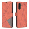 For Samsung Galaxy M16 5G / F16 5G Magnetic Buckle Rhombus Texture Leather Phone Case(Brown)