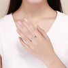 S925 Sterling Silver Heart-shaped Rainbow Ring Female Ring Valentines Day Gift, Size:8 US Size