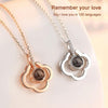 100 Language I Love You Projective Girl Four-leaf Clover Pendant Necklace Jewelry (Rose Gold)