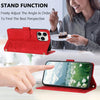 For iPhone 14 Pro Max Tulips Embossed Leather Phone Case with Lanyard(Red)