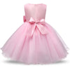 Pink Girls Sleeveless Rose Flower Pattern Bow-knot Lace Dress Show Dress, Kid Size: 120cm
