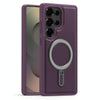For Samsung Galaxy S22 Ultra 5G Silver Shield MagSafe Holder Shockproof Phone Case(Purple)