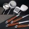 304 Stainless Steel Wooden Handle Kitchenware Home Kitchen Equipment, Style: Slotted Spoon