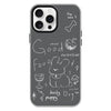 For iPhone 15 Pro Max Skin Feeling Jelly TPU Hybrid PC Phone Case(Doodle Puppy Black)