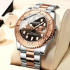 BINBOND B930 Metal Gear Luminous Quartz Watch 30M Waterproof Sports Watch, Color: White Steel-Black