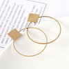 Simple Style Fashion Earrings Women Square Round Geometric Hanging Earrings(Gold)