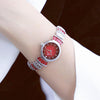 BS Bee Sister  FA1700 Diamond Inlaid Ladies Watch Symphony Wrist Watch(Silver -red)
